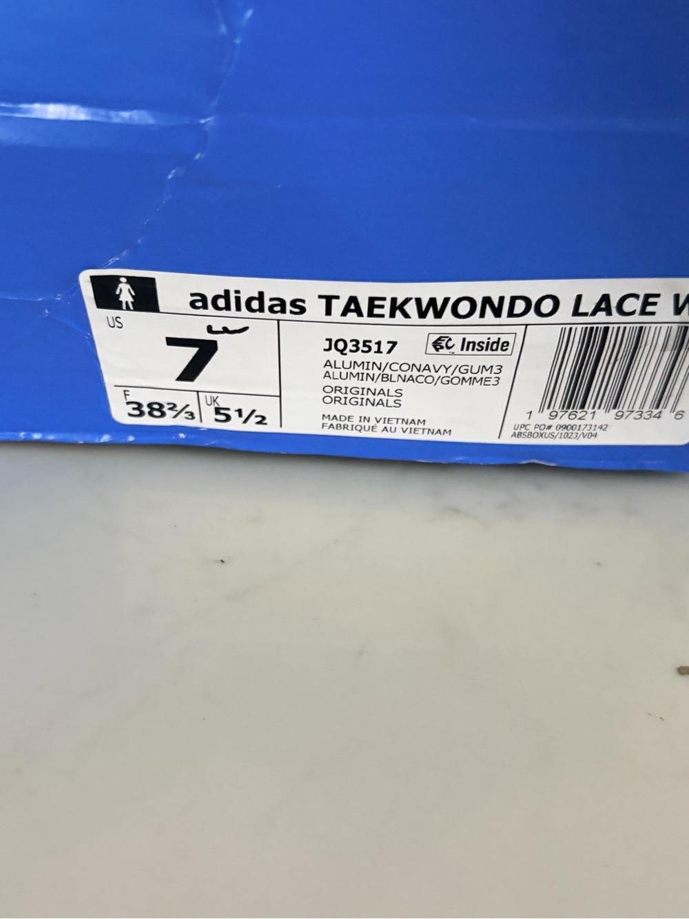 Adidas Taekwondo Beige and Blue Suede 7W - Picture 5 of 5